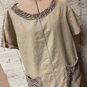 Lace Khaki Colored Braided BoHo Dress Medium